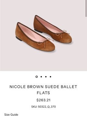 Pretty Ballerinas Tan Suede Nicole Ballet Flats with Bow